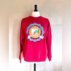 Vintage MTV Music Television Founded in 1981 Crewneck Pullover Sweatshirt